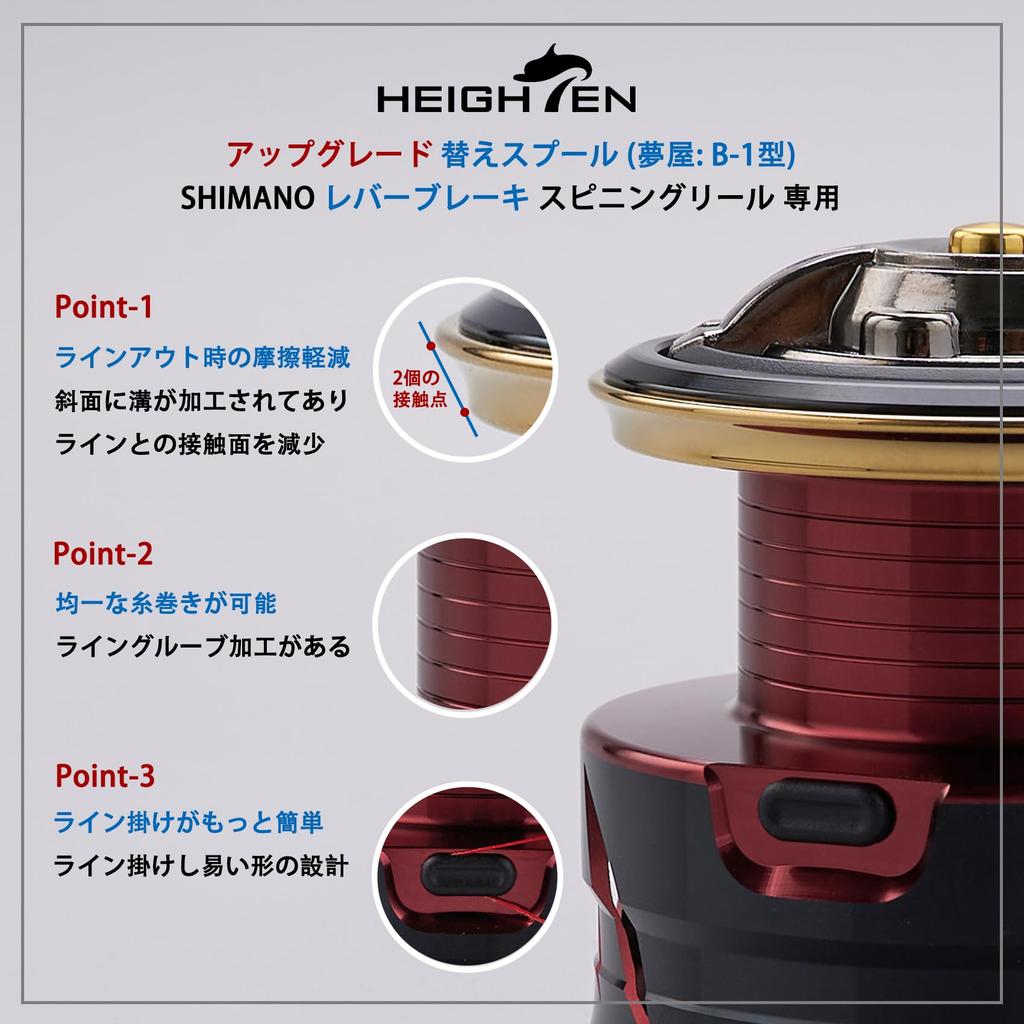 Катушка HEIGHTEN с тормозом Shimano Lever, сменная шпуля для спиннинговой катушки Technium Fireblood Hyper Force Despina Larissa BB-X (Красный - Обновление) (727)