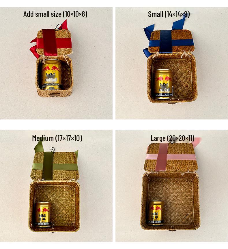 Square Handwoven Bamboo Gift Basket with Lid - High-end Candy Box and Wedding Favor