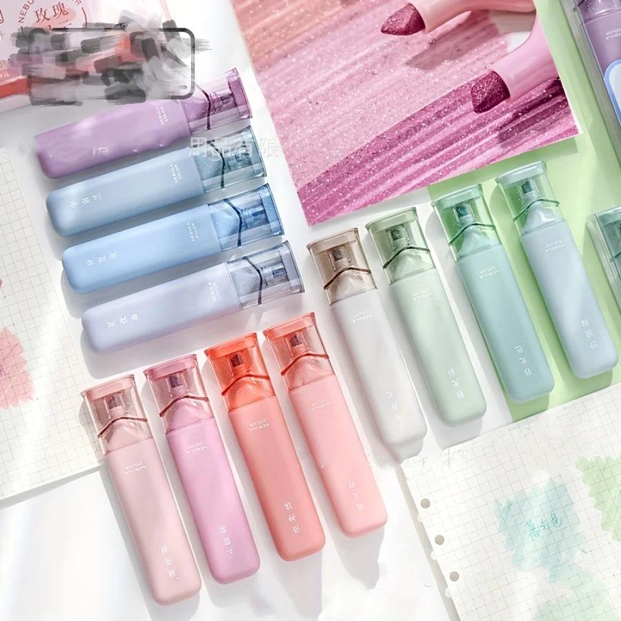 4 шт./набор Маркер цвета Моранди Глиттерный хайлайтер Гибкая ширина линии Маркеры для рисования для студенческих канцелярских принадлежностей