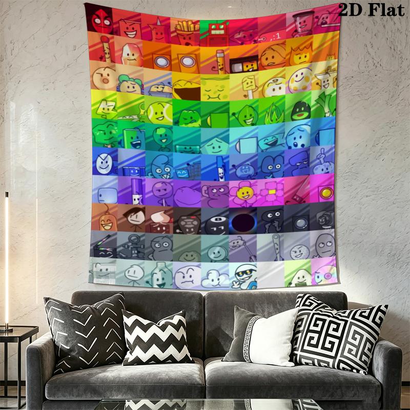 BFDI Wall Tapestry Aesthetic Wall Hanging Printed Fabric Blanket Decorative Tapestries for Bedroom Living Room Home Decor