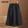 Women's Three-button Casual Fashion Skirt Spring Summer Elastic High-waist Mid-long Skirt