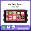 Android 14 Автомагнитола Smart Fortwo 451 2005 2006 2007 2008 2009 Беспроводная Carplay 4G+WIFI Автомобильный мультимедиа GPS Автомагнитола Нет 2din