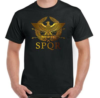 Римская Империя Стандарт SPQR Орел Тренировочная Футболка для Зала 100% Хлопок Круглый Вырез Летняя С Коротким Рукавом Повседневная Мужская Футболка Размер S3XL