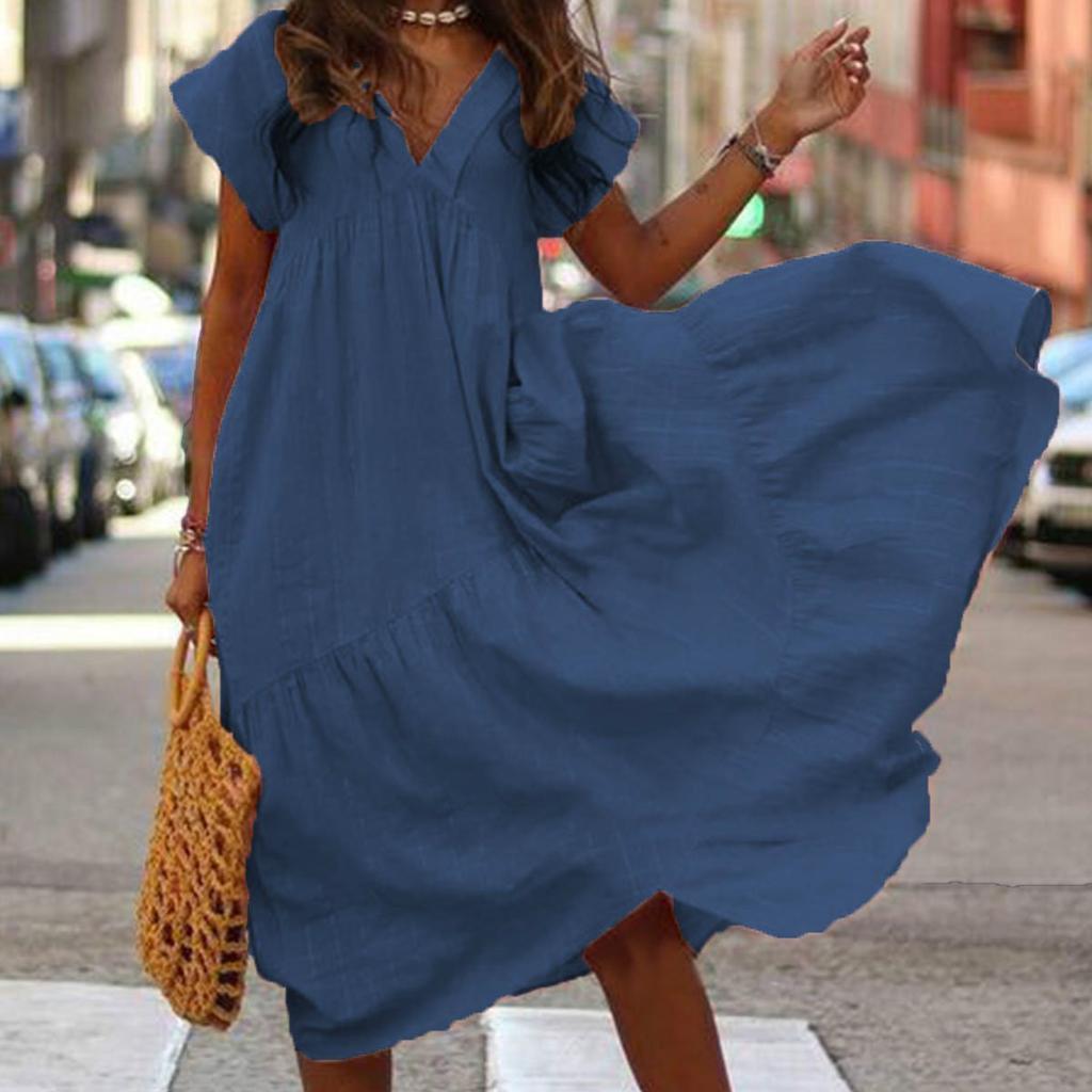 Новое женское платье с завязками нестандартной формы, свободное однотонное платье с v-образным вырезом