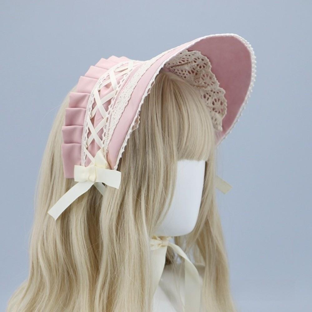 Ruffle Lolita Bonnet Cap Pastorale Style Lace Hat Victorian Headpiece  Halloween Costume