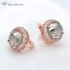 Trendy Cubic Zirconia Rose Gold Color Round Drop Earrings For Women Wedding Luxury Classic Jewelry Gift