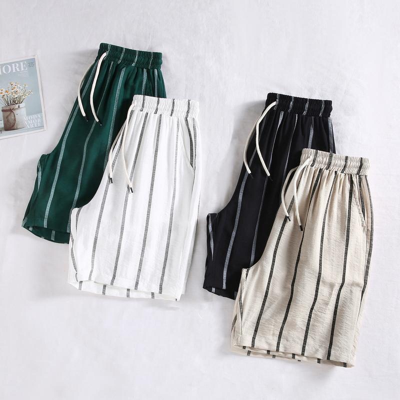 Мужские летние шорты, повседневные модные шорты в полоску с эластичной резинкой на талии больших размеров для мужской одежды