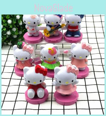 Набор мини-фигурок Hello Kitty из восьми штук, милые мультяшные миниатюры Kt, топперы для торта, подарок