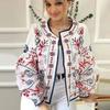 Print Loose Coat Women Retro Ethnic Style O-neck Long Sleeve Thin Zipper Jacket Panelled Design New Fashion Early Autumn