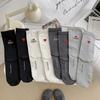 Embroidered Heel Socks for Women, AB Style English Heart-shaped Mid-calf Socks, Spring and Autumn Dui Dui Sweat-absorbing Boneless Socks