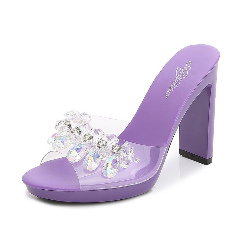 Woman Female Summer Korean Version Catwalk Model Shoes Sexy Black Waterproof Platform High-heeled Sandals 9053 Series 11cm Heel 2cm Platfrom LFD