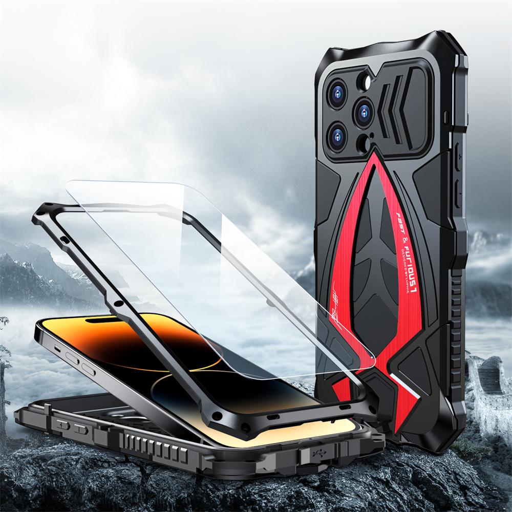 Metal Armor Case for IPhone 17 Pro Max IPhone 16 Pro Max 13 14 15 Pro Shockproof Heavy Duty Defender Cover