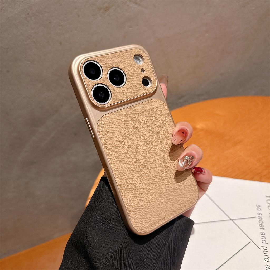 For iPhone 17 Pro Case Precise Cutouts Textured PU Leather Coated PC + TPU Phone Cover