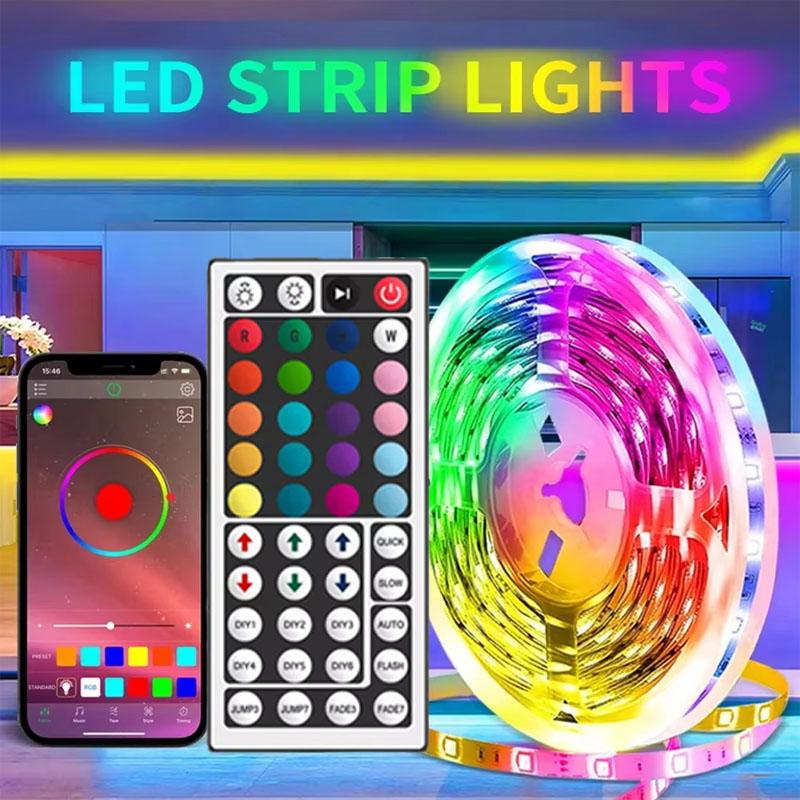 RGB светодиодная лента, меняющая цвет, гибкая лента, USB 5050, управление через приложение и пульт ДУ, для комнаты, вечеринки, подсветки телевизора, домашнего декора