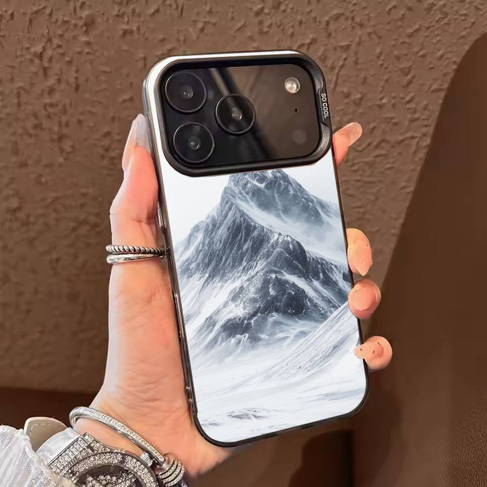 Зимняя снежная гора Чехол для телефона Для iPhone 17,16,15,14,13,12,11,Pro Max,Plus Конфетный серебряный чехол
