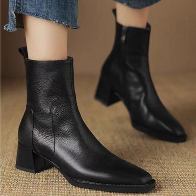 Мода 2024 года, женские ботильоны с острым носком, модные женские туфли на высоком каблуке, элегантные зимние новые однотонные модные ботинки с боковой молнией