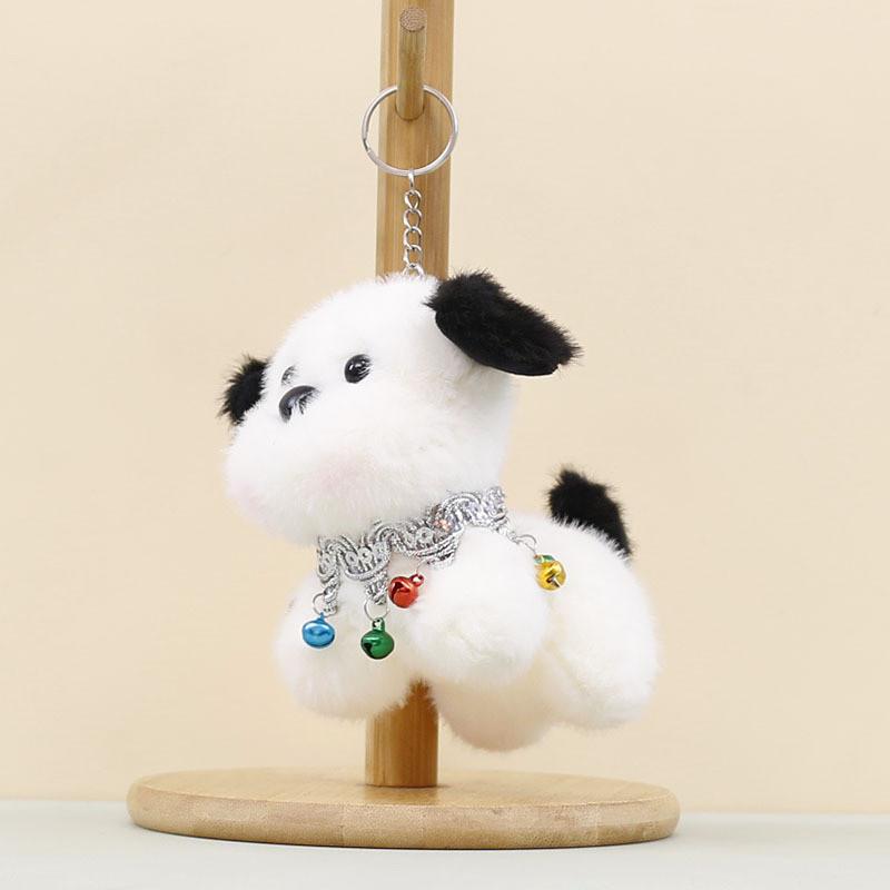Plush Dog Pendant Keychain With Small Bell Necklace Design Suitable Gift For