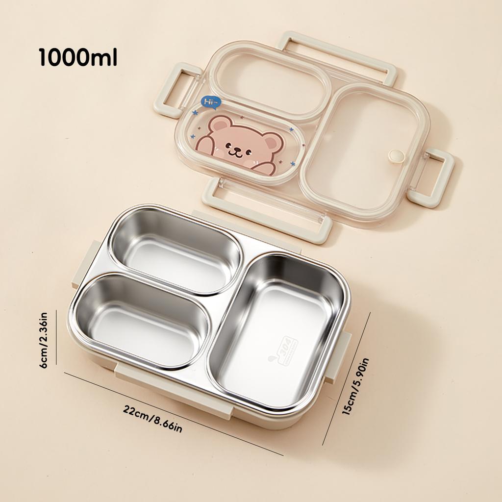 2/3 Grids Portable Divided Bento Box Microwave 304 Stainless Steel Lunch Box For Children Student Leak-proof Lunch Container