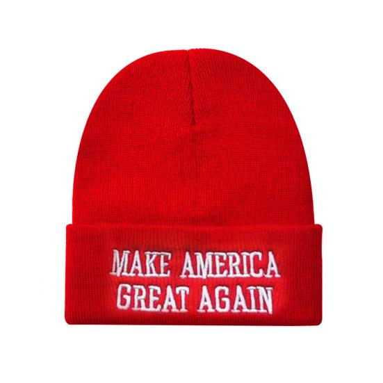 Winter Hat Makes America Great Again Trump President Election Campaign Knitted Thick Elastic Warm Windproof Cycling Outdoor Cap Headgear