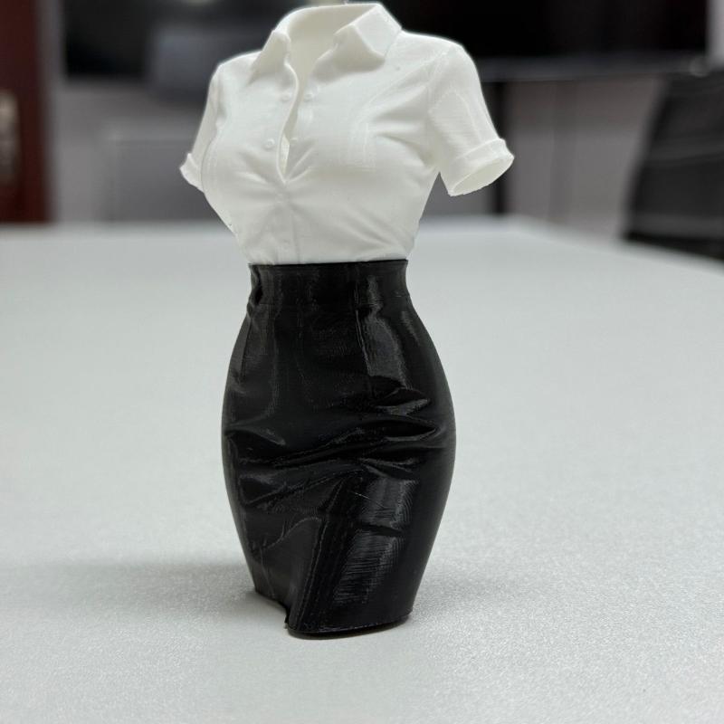 Креативное 3D-печатное украшение, Статуэтка-половинка офисной леди в белой рубашке и кожаной юбке, Настольный декор для снятия стресса