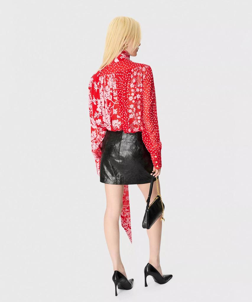 MARINE SERRE (W) Glossy Moon Leather Mini Skirt Black Glossy Moon Leather Mini Skirt Bk99 Black