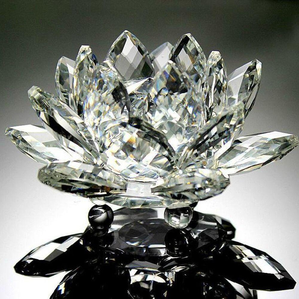 Souvenir Gifts Lotus Flower Decor Glass Craft Glass Miniature Crystal Lotus Flower Figurine