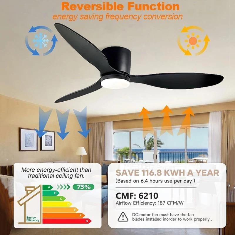 Variable Frequency Ceiling Fan Lamp Six Wind Speeds Adjustable Electric Fan Light Three Color Dimming Mobile Phone Control Fan