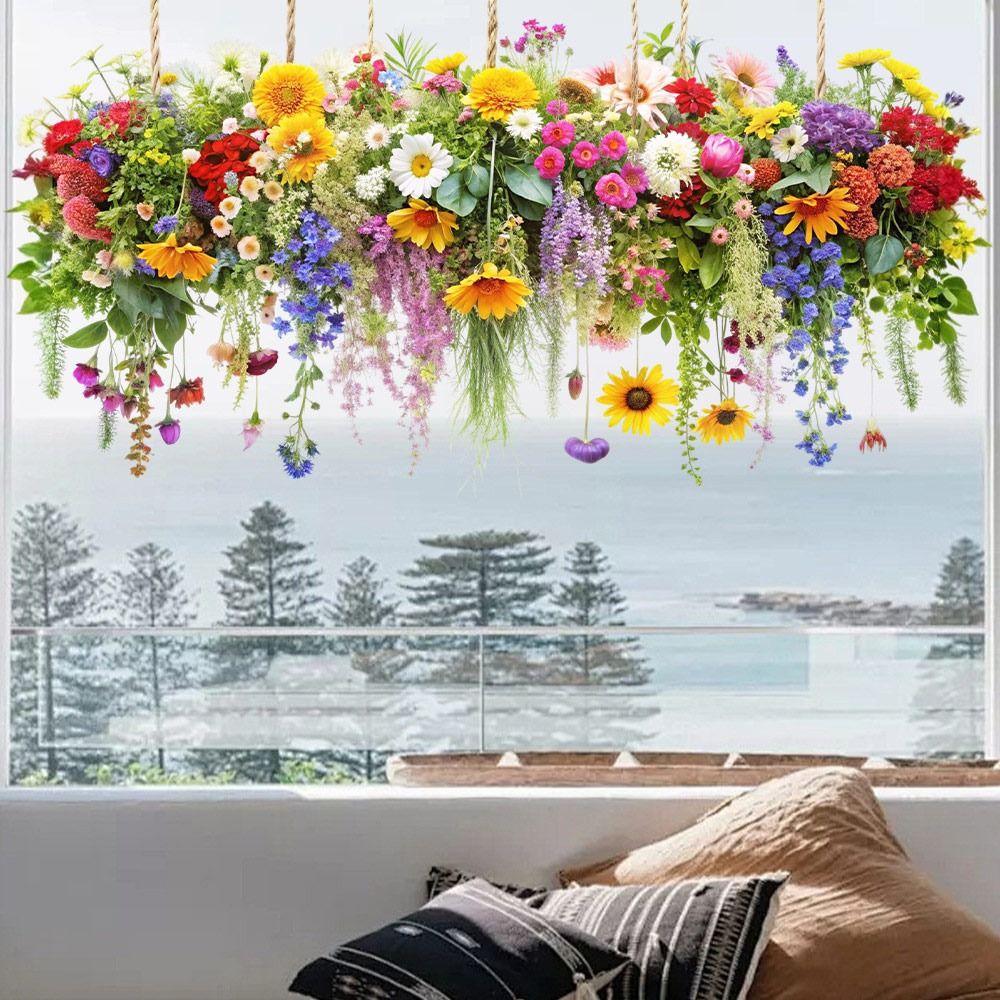 Фотореквізит Квітковий Ротанг Статичні Наклейки Двосторонні Декоративні Наклейки НОВІ Наклейки на Скло Подарунок