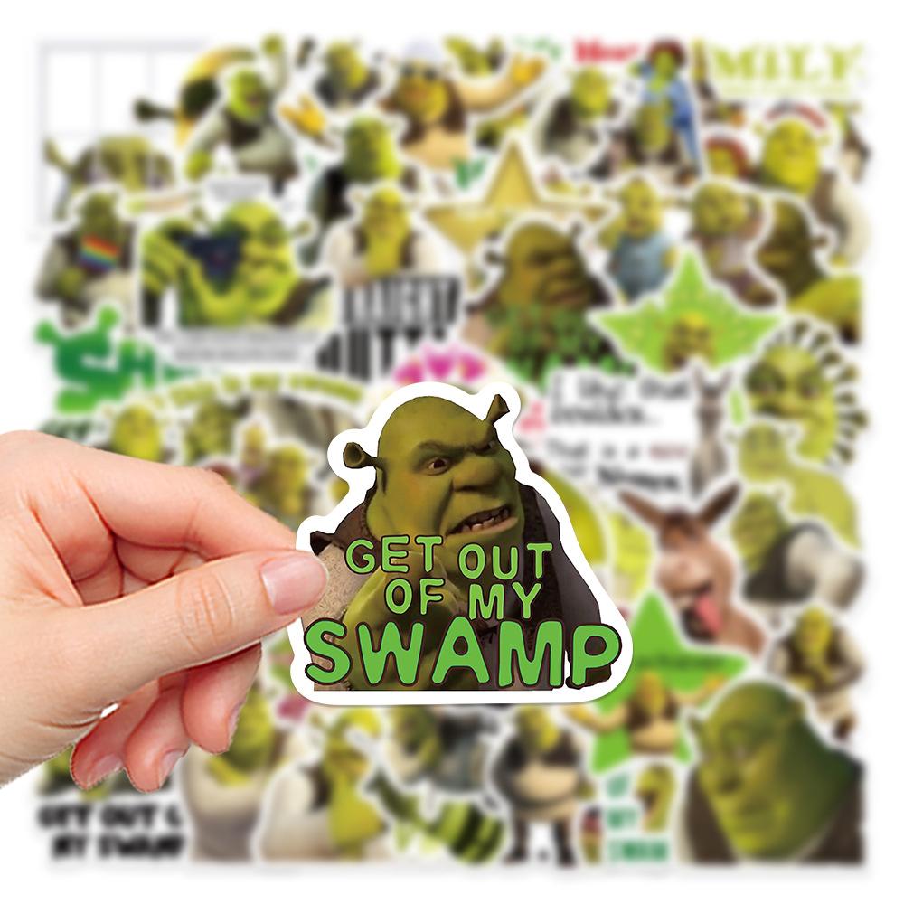 52Pcs Cartoon Monster Shrek Stickers Aesthetic Decals for DIY Helmet Guitar Phone Laptop Motorcycle Luggage Stickers