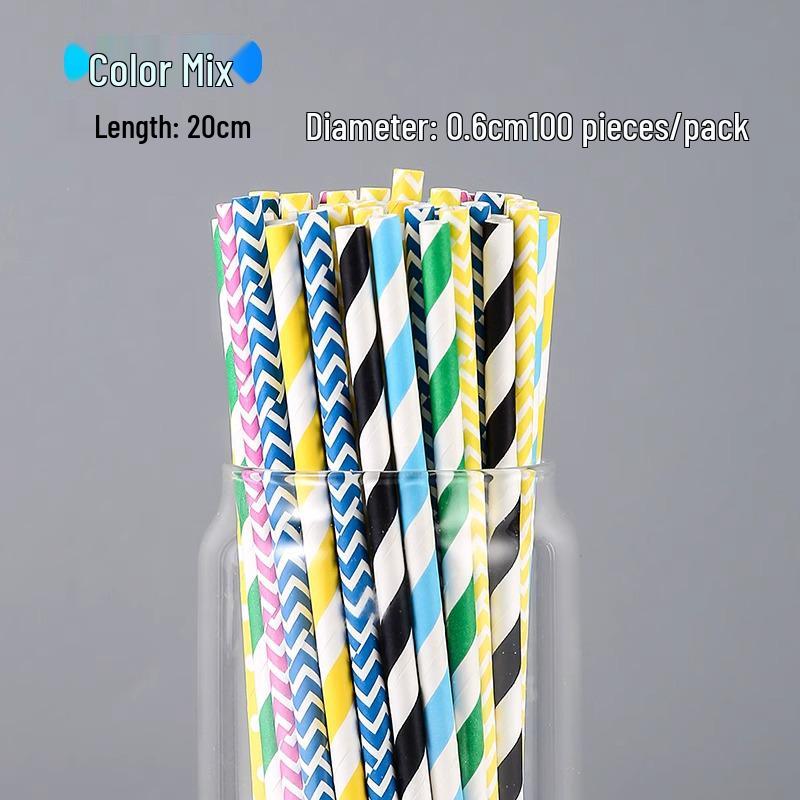 100 Eco-Friendly Colored Paper Straws: Disposable, Creative Party Straws for Juice & Cocktails