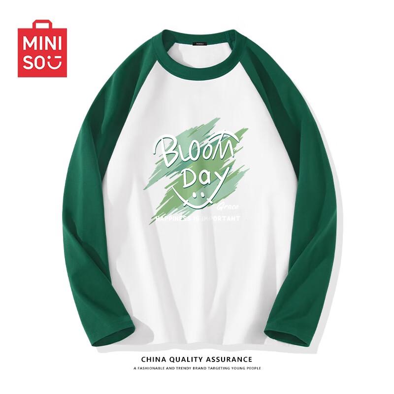 MINISO Мужская хлопковая футболка в американском ретро стиле с длинным рукавом