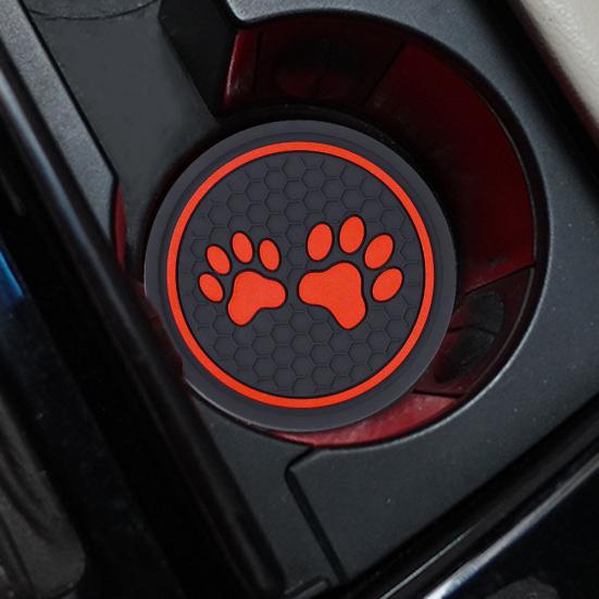 Автомобильная круглая бутылка для воды, силиконовая подставка для чашек с принтом собачьей лапы, противоскользящий устойчивый к слуху силиконовый коврик для чашки, аксессуары для салона автомобиля