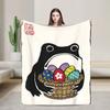 Grumpy Frog Japanese Sumie Easter Eggs Easter Soft Warm Blanket Boy Girl Plush Throw Blanket Bedroom Flannel Bed Cover