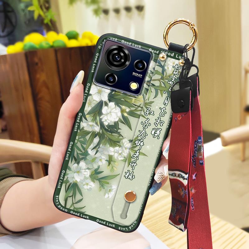 Protective Soft case Phone Case For ZTE Blade V50 Vita Fashion For Mom Shockproof Wristband Elderly lady Wrist Strap