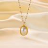 Heart-shaped Necklace & Simple Retro Titanium Steel Earrings - Fashionable, Non-fading Jewelry Set