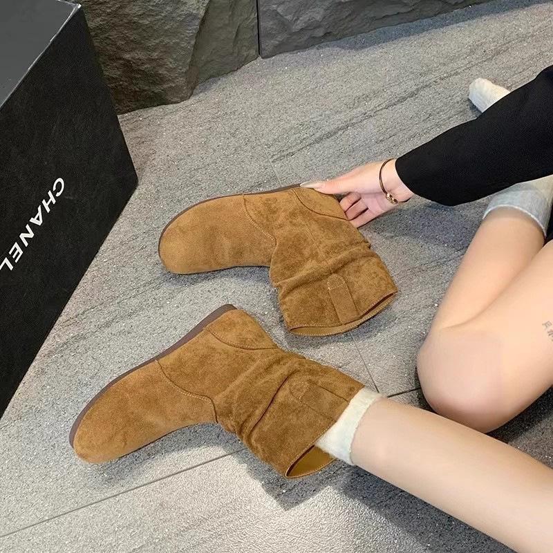 Женские ботинки Мартина на плоской подошве, тонкие, осенне-зимние, легкие, для通勤, для пеших прогулок, нескользящие, амортизирующие, модные, универсальные, повседневные, до середины икры