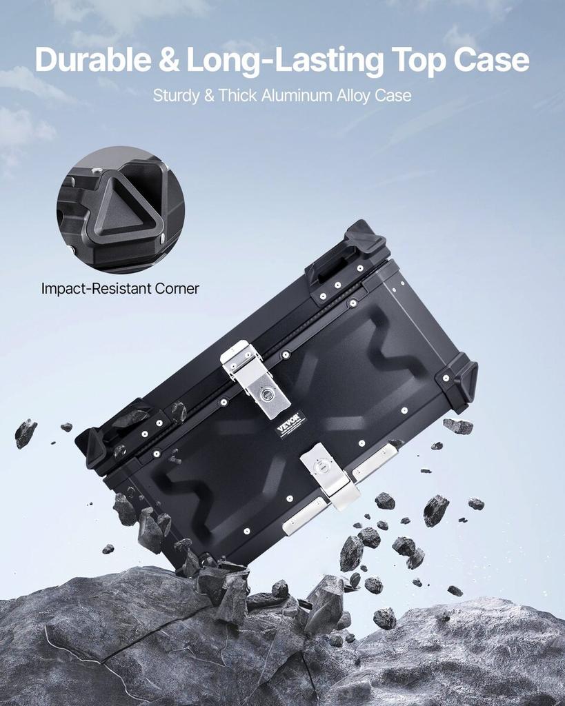 65L Motorcycle Top Case Universal Motorbike Tail Box with Leather Lining