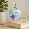 Wooden Heart Hanging Ornament Small Blue Twine Loop