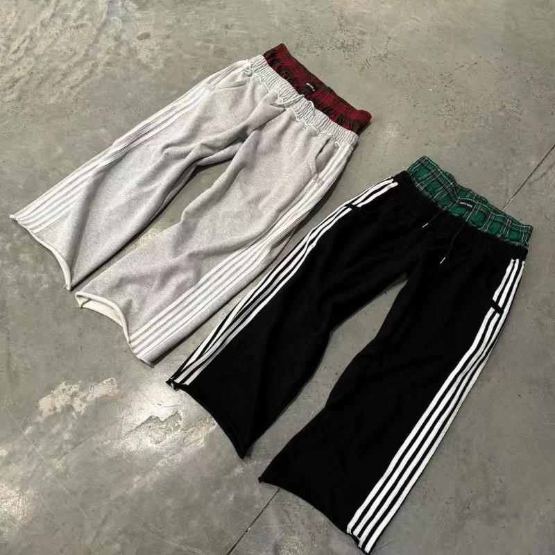 Vintage Style Unisex Track Pants High Waist Loose Straight Leg Striped Casual Trousers Streetwear