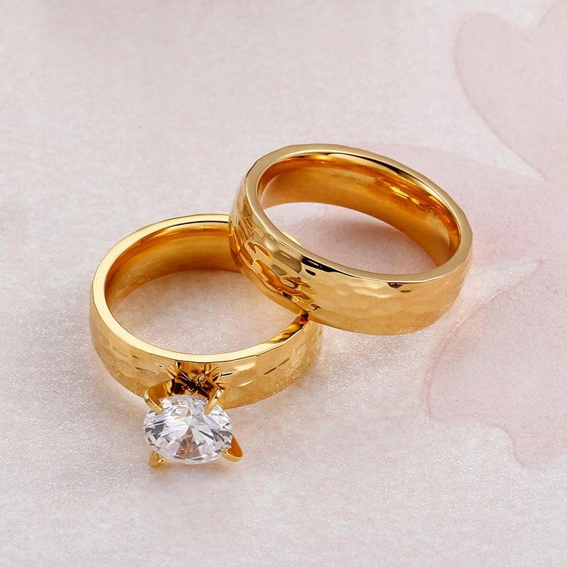 Wedding Ring Gold Steel Jewelry 316L Size 19 Eu19 Us09