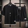 Men's Summer Sportswear: Waffle Short Sleeve T-Shirt + Shorts 2-Piece Set
