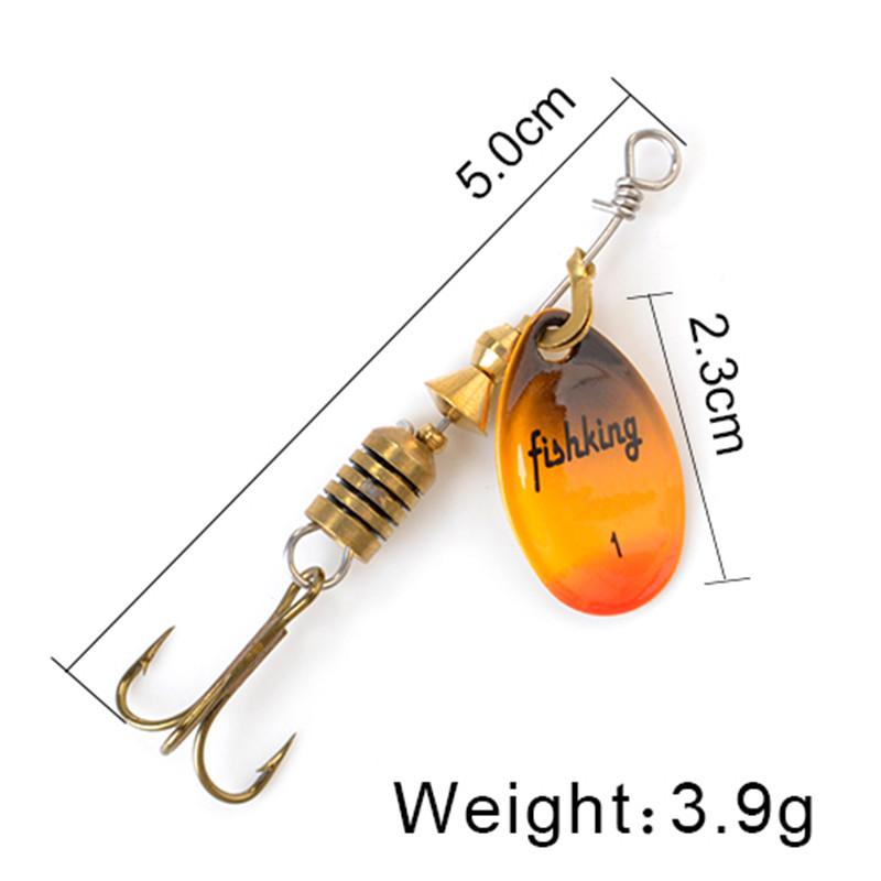 FISH KING Spinner Bait 3,9 г, 4,6 г, 7,4 г, 10,8 г, 15 г, приманки для ложки, металлические приманки для щуки с тройными крючками, искусственная приманка для окуня, рыболовная приманка
