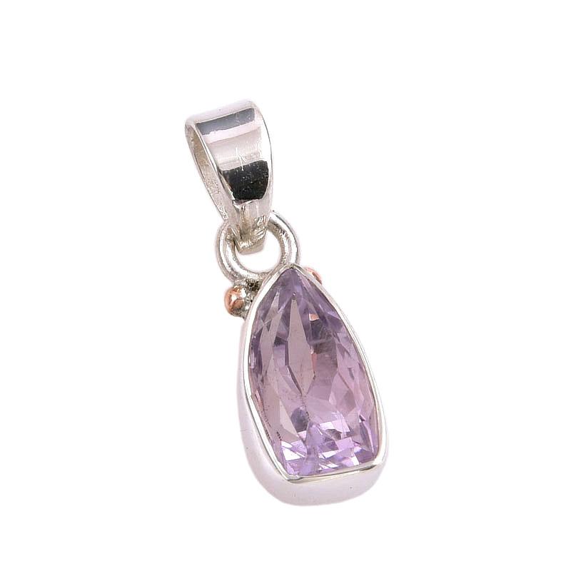 Подвеска из натурального розового аметиста из стерлингового серебра 925 пробы 1 дюйм V6q76