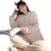 Однотонный женский жаккардовый пижамный комплект из шу-хлопкового флиса - Теплый, Плотный, с Длинным Рукавом, Домашняя одежда для Осени и Зимы.