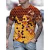 Summer Round Neck Cute Bee Pattern 3D Print Top Fashionable Casual Short Sleeved Men's T-shirts