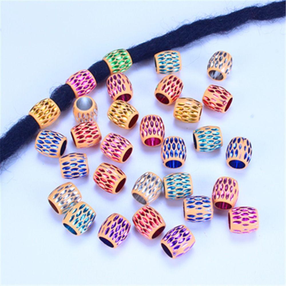 30 шт./компл. Пластиковые бусины с большим отверстием, разноцветные трубки для косичек, дреды, свободные бусины для вечеринки