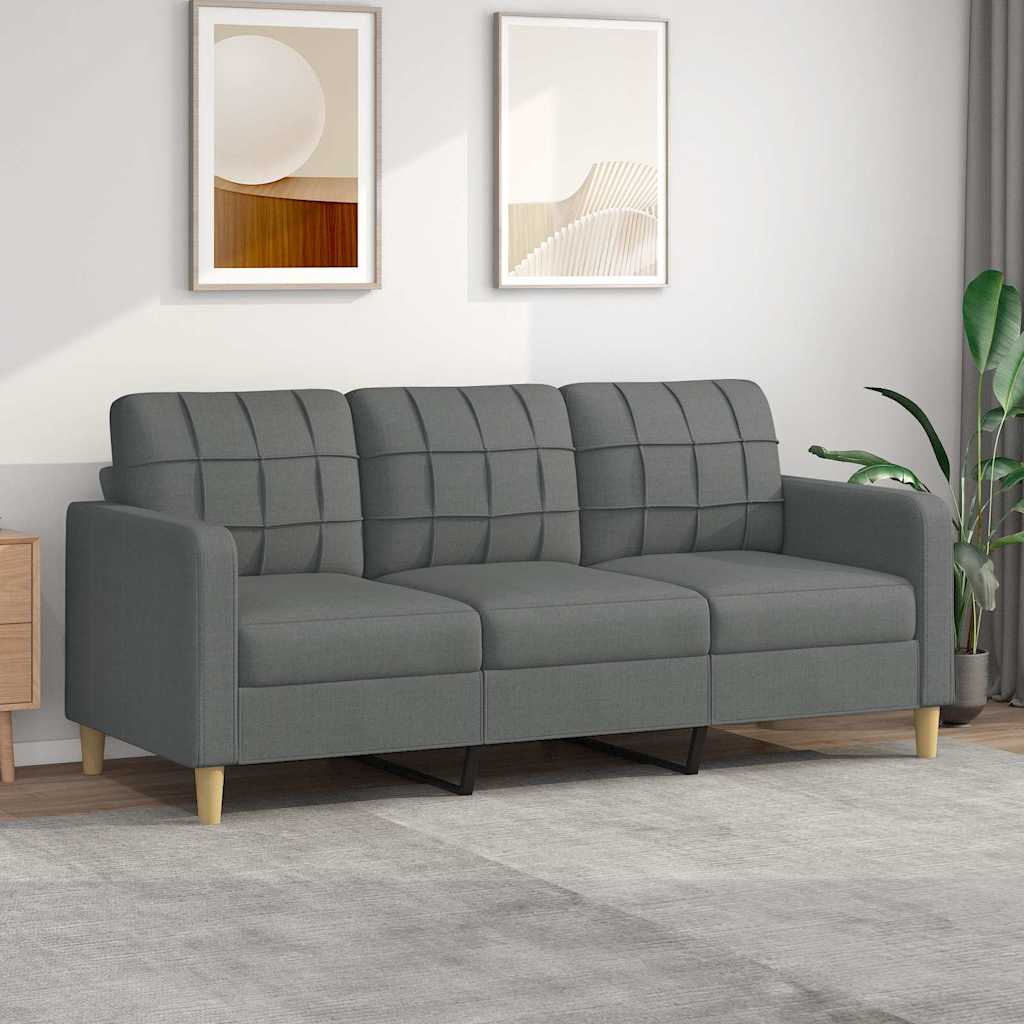 Vidaxl Sofa 3-Osobowa, Ciemnoszara, 180 Cm, Tapicerowana Tkaniną