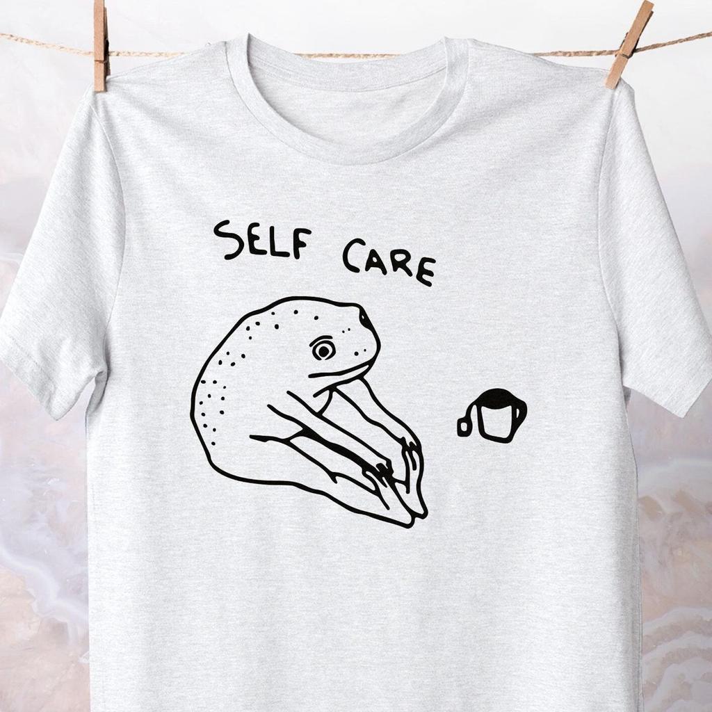 Self Care T-Shirt / Funny Frog Apparel / Cute Cottagecore tee / Positive Vibe Cotton Shirt / Mental Health Clothing / Goblincore Meme Top