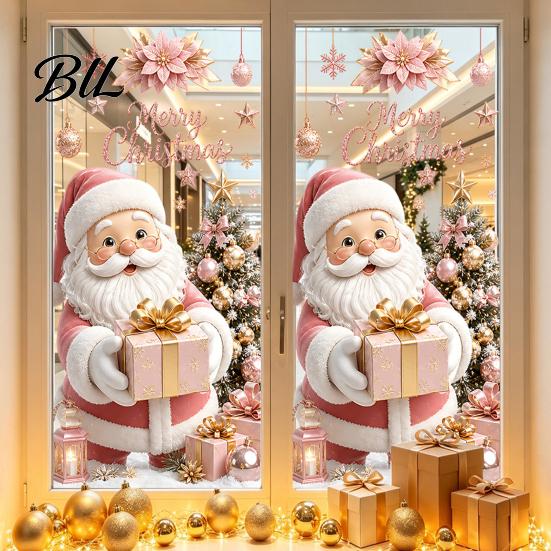 Holiday Glass Clings Christmas Window Clings, Cute Snowman Santa Penguin Reindeer Stickers for Home Decoration Glass, Reusable Static PVC Decal Party