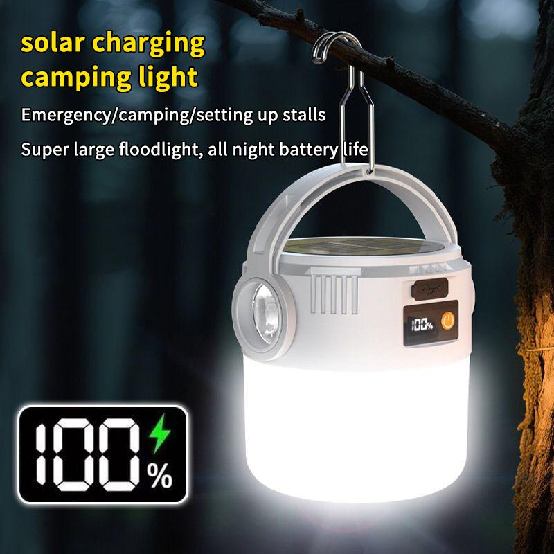 Solar Hanging Lantern Usb Rechargeable Ip55 Waterproof Ultra Bright Camping Light With Hook Hiking Tent Hanging Emergency Lamp